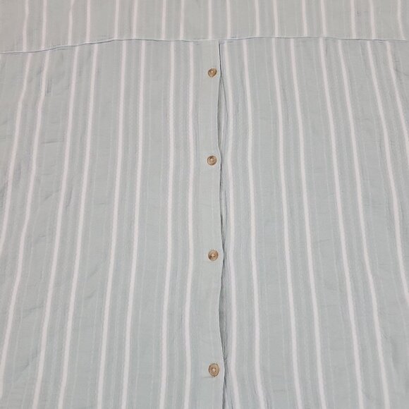 Lucky Brand Popover Camp Shirt Womens Size XL Blue Striped Oversized Split Neck - Picture 3 of 5